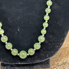 Vintage Dark Jade Necklace-925 Clasp-30in