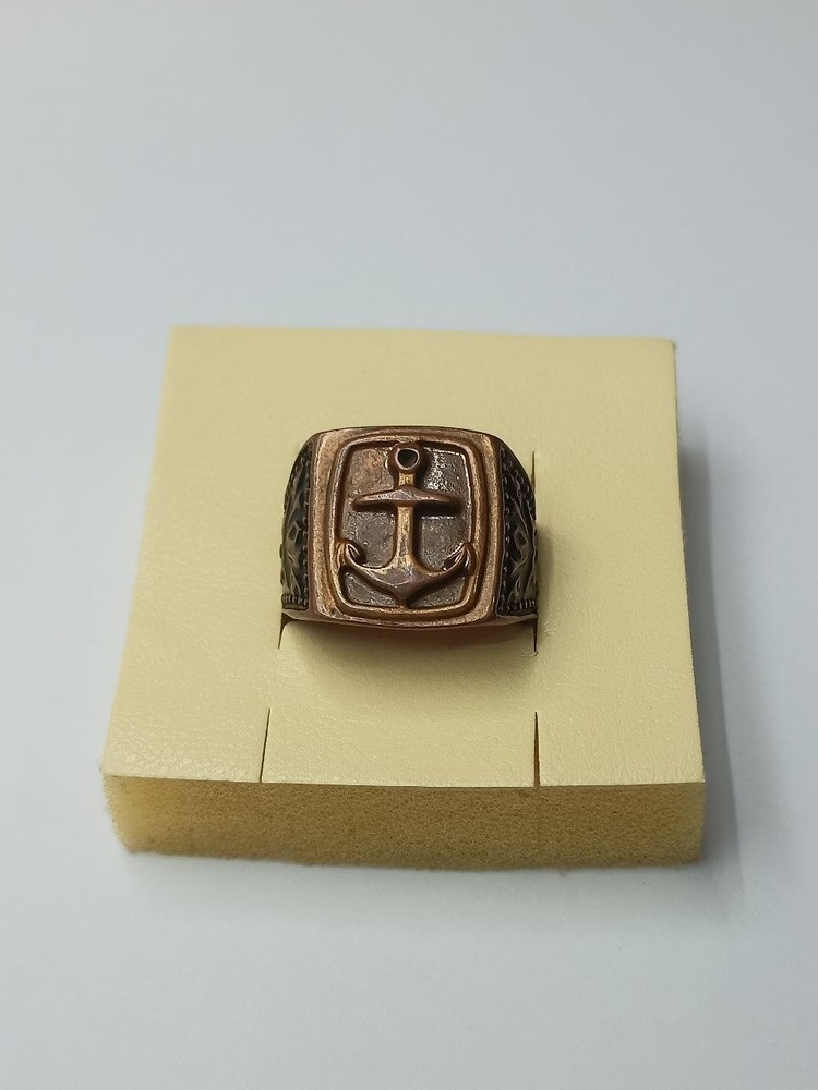 USSR Signet ring with a relief image of an anchor in the center 21 mm Solid en
