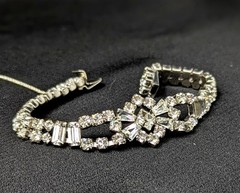 Brilliant Parco Rhinestone 50’s Bracelet Baguette Round Square Clear 7.25″