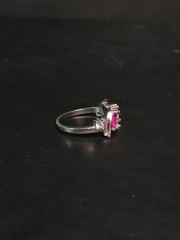 Sterling Silver Pink Topaz & CZ Ring Size 7