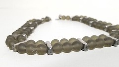 Vintage Marina & Susana Sent Murano Glass Smoky Gray Beaded Double Row Necklace