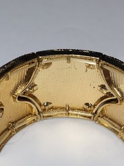 Vintage Wide Cuff Cloisonné Bracelet Ornate Enamel Rhinestone Gold-tone Jewelry