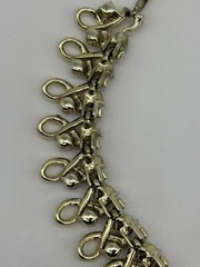 Vintage Mid Century Necklace Ribbon Link Design Gold Tone AB Rhinestone Unsigned