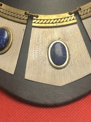 VINTAGE MIXED METALS BRASS AND SILVER COLORED LAPIS LAZULI HAND MADE NECKLACE