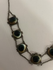 Victorian Silver Filigree Opercullum/Shiva Shell 15 3/4″ Choker Necklace #9107