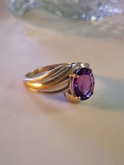 Vintage Oval Cut Amethyst Cocktail Band Ring Size 7 Sterling Silver