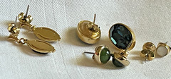 Vintage Lot of 4 Elegant Gold-Tone Earrings Various Colors Pierced Ears