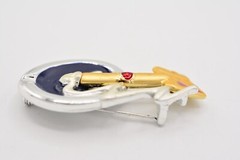 Danecraft Vintage Cigar Pin Brooch I Love Cigars Ash Tray Gold Silver NOS BinA7