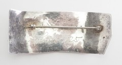 One of a kind sterling silver brass large vintage artisan hand signed pin brooch