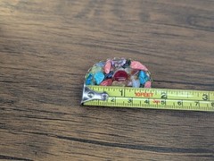 Vintage – 1⅝” Metal Pinback Brooch, Small Colorful Ocean Stones Set in Resin