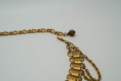Antique Gold Tone Bib Chain Statement Necklace 13″-19″ JB33
