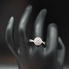 Sterling Silver CZ Halo Ring Twist Band IBB CN 925 Size 8