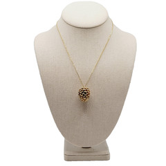 Pinecone Articulated Pendant w Chain Woodland Holiday Nature Gold Tone Necklace