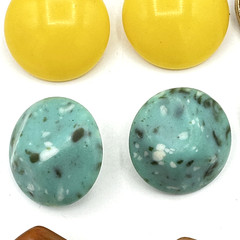 PLASTIC vintage earring lot – 6 colorful clip-ons MCM Kramer Castlecliff Trifari