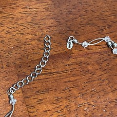 Vtg GSJ 925 Wave Link Beaded Station Necklace For Repair Broken Missing Clasp