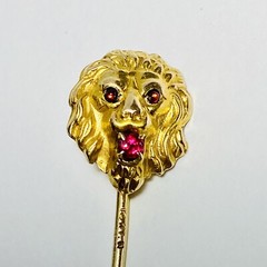 Antique 10K Yellow Gold Lion Head 2.25″ Hat Stick Pin 1.52g