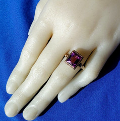 Original Amethyst European Deco Engagement Ring Vintage Solitaire SOLID 10K GOLD