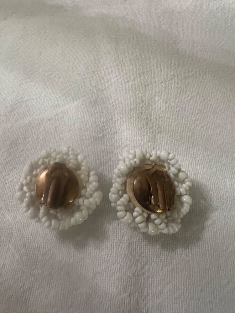 vintage clip earrings beaded bundle, no name brand, cute