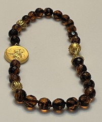 JADED Jewels NY Signed Etruscan Roman Coin Revival Glass Beaded Pendant Necklace
