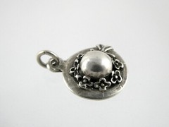 Vintage Designer WW Sterling Silver Flower Hat Charm or Pendant 925 3.3g .75 In