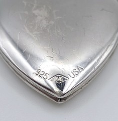 Vtg Marathon Sterling Silver Heart Locket Pendant Necklace Forever in My Heart