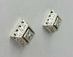 Art Deco Style Lab Created Diamond Engagement 14K White Gold Finish Earrings