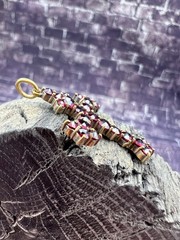 Antique Bohemian silver 900 Natural Rose faceted garnet cross Victorian style