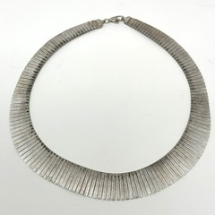 Vintage Sterling Silver 925 Italy Etched Fan Fringe Collar Necklace 15.5” 36.1g