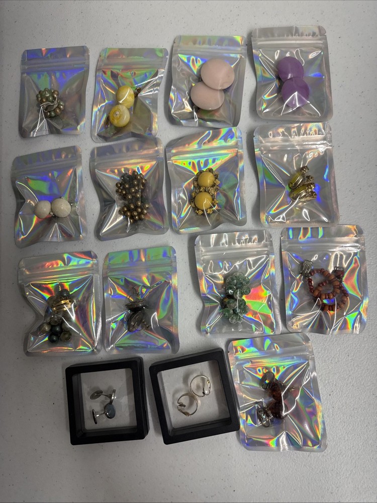 Lot of 15 Pairs Vintage Clip-on Earrings Assorted Costume Jewelry