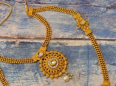 VINTAGE-RETRO Fabulous 22″ Gold South Indian Bridal Duel Necklace / Asian Haram