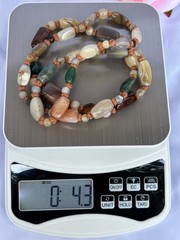 VINTAGE 4.3OZ HEAVY SILK KNOTTED MULTI GEMSTONE AGATE BEGGAR BEADS NECKLACE.