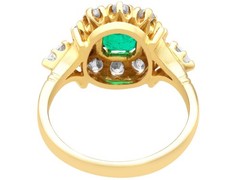 Vintage 0.93Ct Emerald and 0.90Ct Diamond 18k Yellow Gold Cluster Ring (1989)