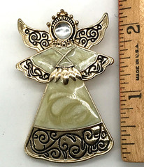 Vintage KC Kenneth Cole Angel Brooch Pin Enamel Gold Tone Christmas Holidays