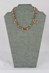Barclay Gold Tone Choker with Pink Rhinestones, Signed, 58gr