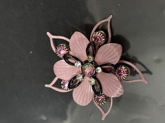 Vintage Pink Enamel Multicolor Crystals Rhinestones Flower 1.5” Retro Pin Brooch