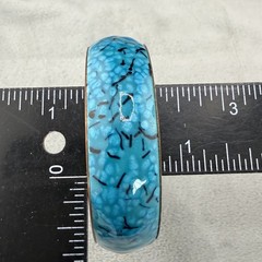 Vintage Matisse Renoir Bangle Bracelet Blue Enamel Signed 8.5”