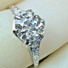 Original EARTH MINED DIAMOND ART Deco Engagement Ring Vintage Platinum Solitaire