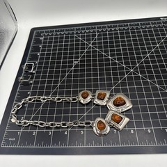 Vintage Amber Cabochon Jewelry Set — Kiam Family Necklace & Earrings