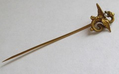 ANTIQUE VICTORIAN MYTHICAL DRAGON SEED PEARL STICK PIN GOLD GILT BRASS