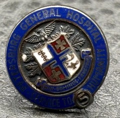 VTG Sterling Enamel Crest Eagle Cross Petersburgh General Hospital Service Pin