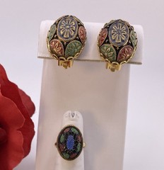 Vintage SARAH COVENTRY Jewelry Light Of The East Brooch Ring & Earrings 1968