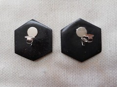 VINTAGE Art Deco Design, HEXAGON SHAPE, Glitter CLIP Earrings from France