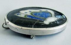 HANDMADE STERLING BUTTERFLY PENDANT BROOCH, 2 INCHES, 20 GRAMS, LAPIS & CRYSTAL