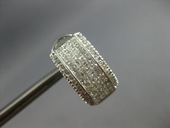 LARGE 1.52CT DIAMOND 14K WHITE GOLD 3D ROUND & PRINCESS CLIP ON HANGING EARRINGS