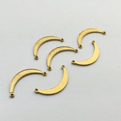 2 Loop Raw Brass Small Crescent Pendant Connectors 20x9mm (6) mtl028