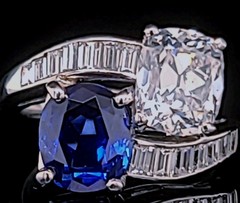 Vintage Platinum Toi Et Moi Ring 5.77CT.Natural Blue Sapphire Diamond GIA Cert