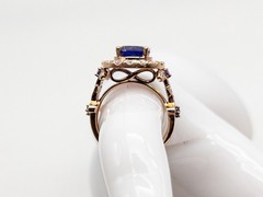 $7000 5ct Natural D BLOCK Tanzanite VS G Diamond 14k ROSE Gold HALO Ring 9g