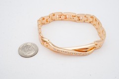 Vintage Bracelet Rose Gold Tone Rhinestone 7.5″