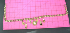 vintage Patricia Locke charm necklace statement Swarovski gold tone 18″ 7 charms