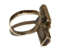 Vintage 2 Rectangular Tiger Eye Stones Sterling Silver Ring 5 Grams Size 4